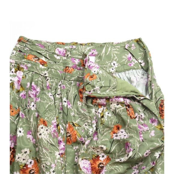 NWT By Anthropologie Wide-Leg Pants Floral Print Olive Green Size 6 - Picture 3 of 9